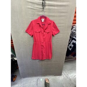 Vintage Leslie Fay Dress Womens 8P Pleated Shirtwaist Short Sleeve Made USA 80s